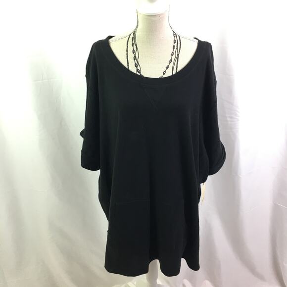 St John's Bay Active Short Sleeve Sweater Black 3X - Picture 1 of 16